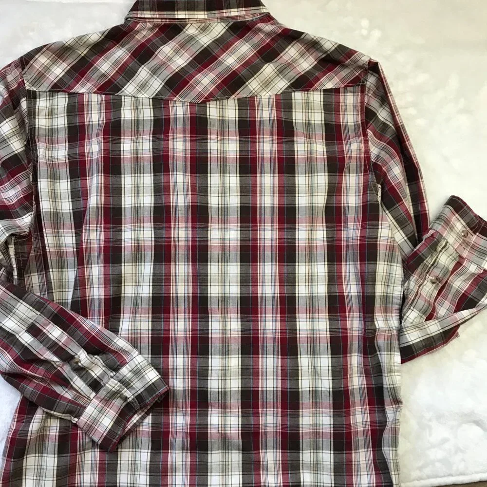 Levi's Pearl Snap Button Down Shirt Men's XXL Plaid‎ Long Sleeves Cotton Blend